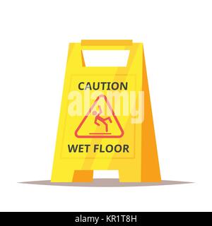 caution wet floor sign Stock Vector