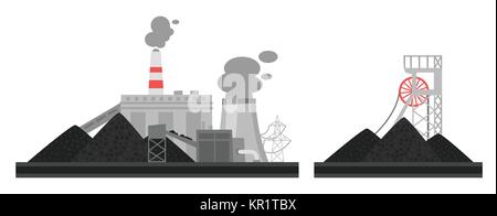 illustration of coal plant.  Stock Vector
