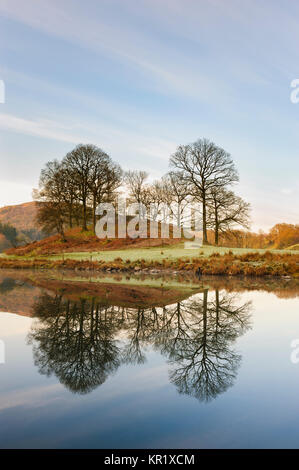 Elterwater a small lake in Cumbria near the Langdale Fells  at the southern end of the Lake District Stock Photo