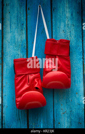 pair of red boxing gloves Stock Photo