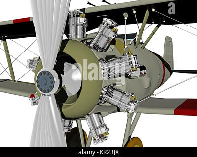 exempted biplane with radial engine Stock Photo