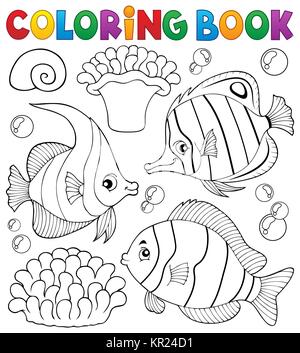 Coloring book coral fish theme 1 Stock Photo