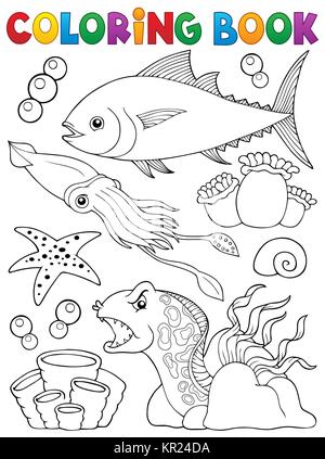 Coloring book marine life theme 1 Stock Photo