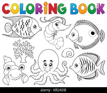 Coloring book marine life theme 2 Stock Photo
