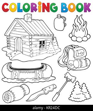 Coloring book outdoor objects collection Stock Photo