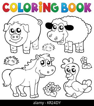 Coloring book with farm animals 5 Stock Photo