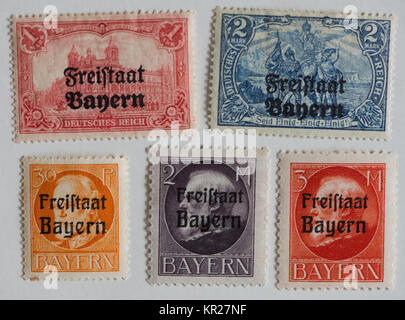 german stamps from Bayern with overprint Freistaat Bayern Stock Photo ...