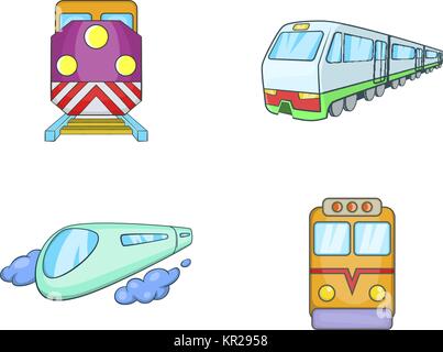 Train icon set, cartoon style Stock Vector