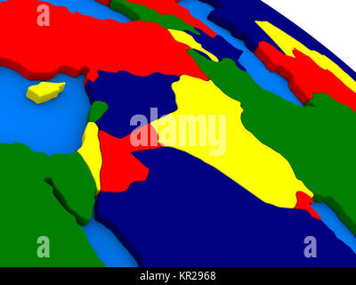 Caucasus region on colorful 3D globe Stock Photo