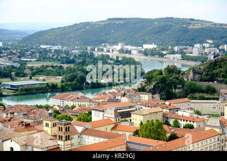 Town of Vienne, France, with Rhone River in the background. Stock Photo