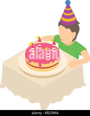 Birthday celebration icon, isometric 3d style Stock Vector