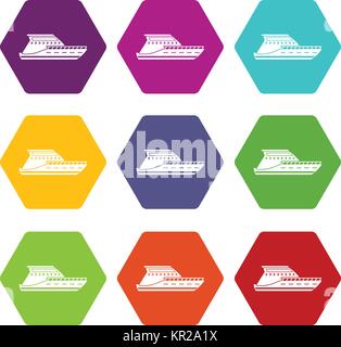 Yacht icon set color hexahedron Stock Vector Image & Art - Alamy
