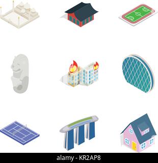 Assembly icons set, isometric style Stock Vector
