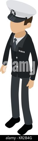 Sea captain icon, isometric 3d style Stock Vector