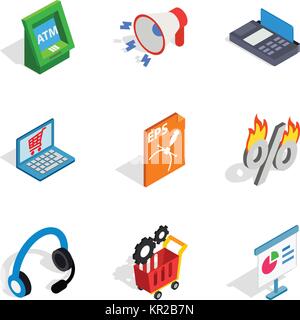 Payment icons set, isometric style Stock Vector