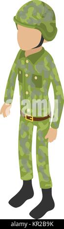 Soldier war icon, isometric 3d style Stock Vector