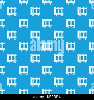 Oil electric heater on wheels pattern seamless blue Stock Vector