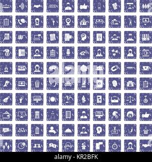 100 coherence icons set grunge sapphire Stock Vector