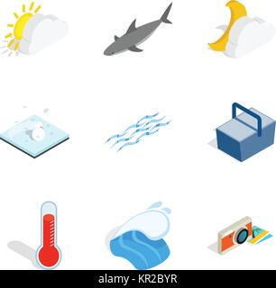 Beach icons set, isometric style Stock Vector Image & Art - Alamy