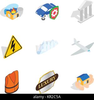 Belay icons set, isometric style Stock Vector