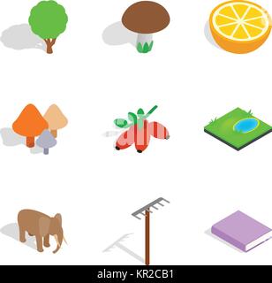 Biology icons set, isometric style Stock Vector