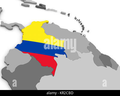 Colombia on globe with flag Stock Photo