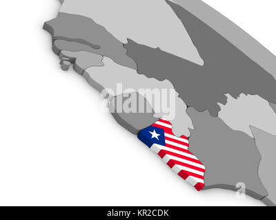 Liberia on political globe with flag. 3D illustration Stock Photo - Alamy