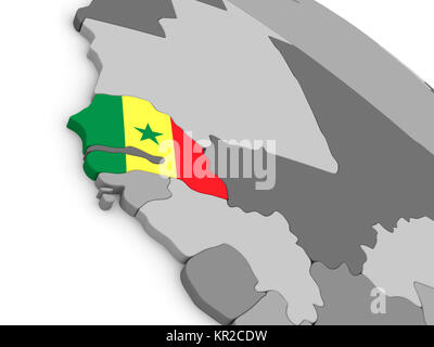 Senegal on globe with flag Stock Photo