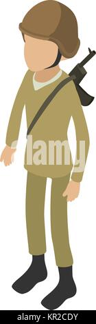 Soldier army icon, isometric 3d style Stock Vector