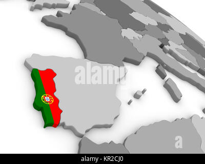 Portugal on globe with flag Stock Photo