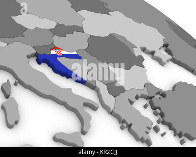 Croatia on globe with flag Stock Photo