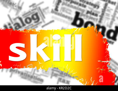 Word cloud with skill word Stock Photo