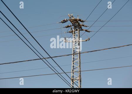 electric line columns Stock Photo