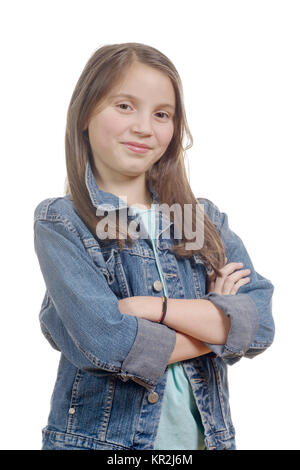 portrait of a young girl with jeans jacket