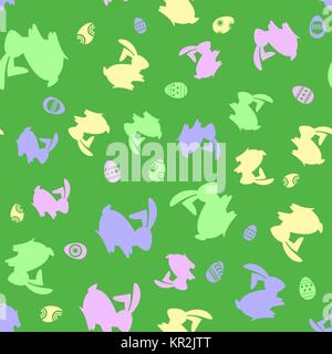 Easter Eggs and Rabbit Seamless Pattern Stock Vector