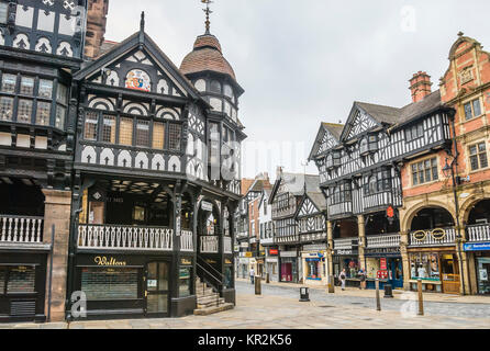 The Chester Rows in city center of Chester, Cheshire, England Stock Photo