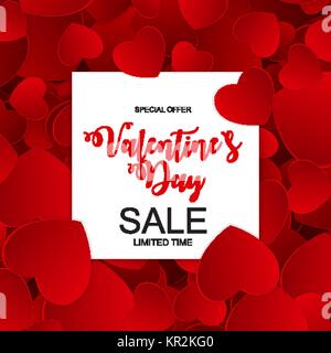 Valentines Day Sale Card with Frame. Vector Illustration Stock Vector