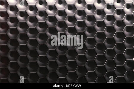 Hexagonal wall texture surface. Gray gradient abstract pattern background. Stock Photo