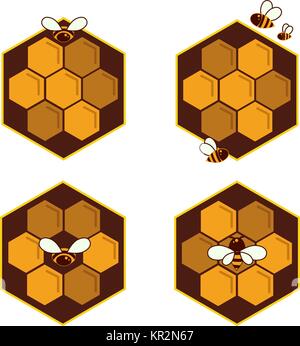Honeycomb and bee sketch icon for web, mobile and infographics. Hand drawn honeycomb and bee icon. Honeycomb and bee vector icon. Honeycomb and bee ic Stock Vector