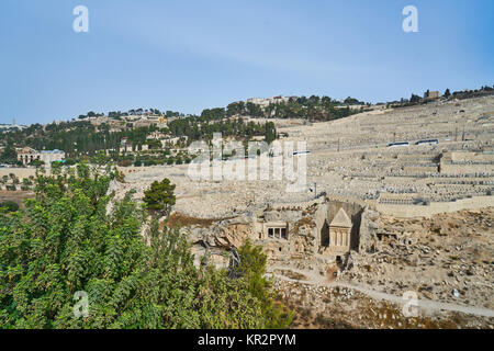 Mount of Olives and the old Jewish cemetery in Jerusalem, Israel Stock Photo