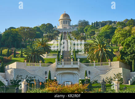 Bahai gardens and temple on the slopes of the Carmel Mountain in Haifa, Israel Stock Photo