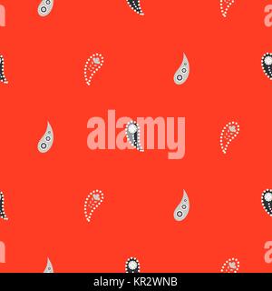 Simple paisley red seamless vector pattern. Stock Vector