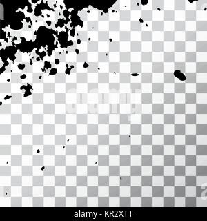 Black ink paint explosion splatter artistic cover design sketch. Drawing dot splash texture on transparent background grunge. Template vector Cover Ca Stock Vector