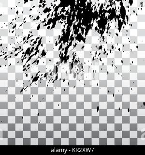 Black ink paint explosion splatter artistic cover design sketch. Drawing dot splash texture on transparent background grunge. Template vector Cover Ca Stock Vector