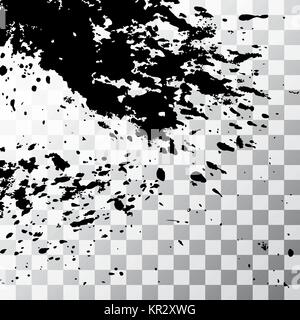 Black ink paint explosion splatter artistic cover design sketch. Drawing dot splash texture on transparent background grunge. Template vector Cover Ca Stock Vector
