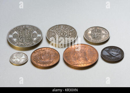Collection of pre-decimal coins Stock Photo