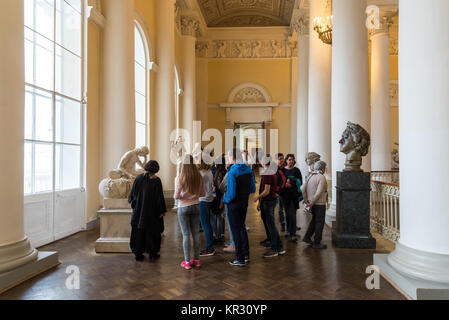 St. Petersburg, Russia - June 2 2017. tourists view sculptures in the Russian Museum of the Emperor Alexander III Stock Photo