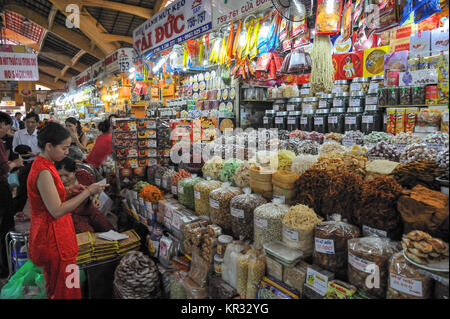 Ben Thanh Market in Ho Chi Minh city. This bustling market is one of the most famous in former Saigon. Stock Photo