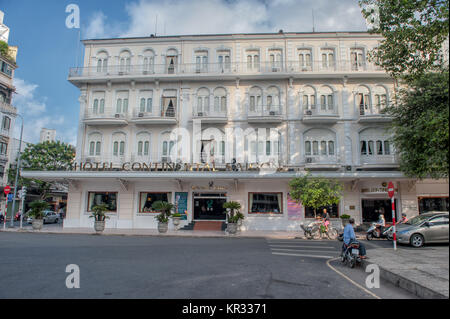 Legendary Hotel Continental in Saigon. This famous hotel has been a hangout for war correspondents and Graham Green wrote “The Quiet American” here. Stock Photo