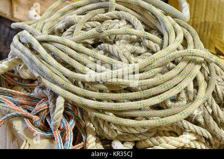 pile of used ropes Stock Photo